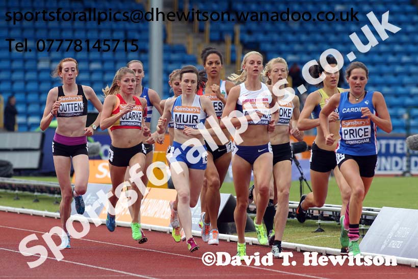 Womens 1500 metres, 2014 Sainsbury's British Championships. Photo: David T. Hewitson/Sports for All Pics